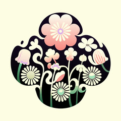 Artistic Lunar New Year Greeting Card Design with Floral Window