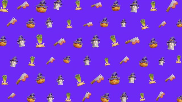 Halloween seamless pattern pumpkin witch hat ghost cleaver spooky horror perfect for backgrounds, textile prints, digital papers, and event invitations