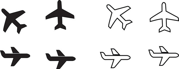 Plane icon set. Flight transport symbol. Airplane icon vector. Travel flat illustration. Travel symbol. Vector