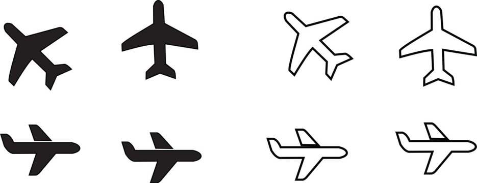 Plane icon set. Flight transport symbol. Airplane icon vector. Travel flat illustration. Travel symbol. Vector