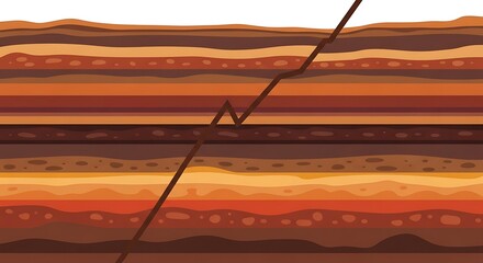 Geological cross section depicting fault lines and layered earth strata.