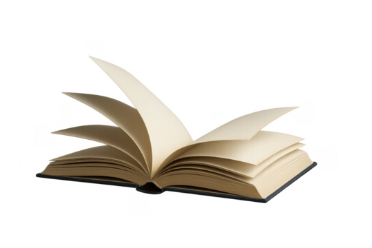 Open book with pages turning, knowledge concept