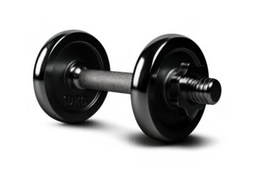 Black metal dumbbell for strength training and fitness