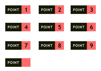 Set of Modern "POINT" Numbered Banners - Graphic elements for lists, steps, and rankings.