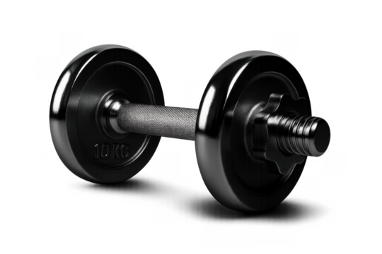 Black metal dumbbell for strength training and fitness