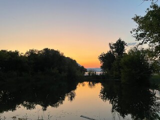 Sunset over the river