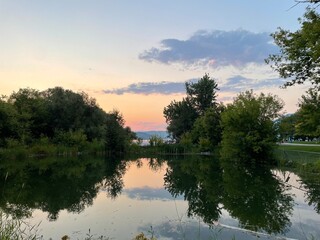 sunset over the river