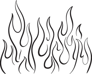 Bold outline flames design element for graphic projects fiery energy and dynamic motion abstract art isolated on transparent background