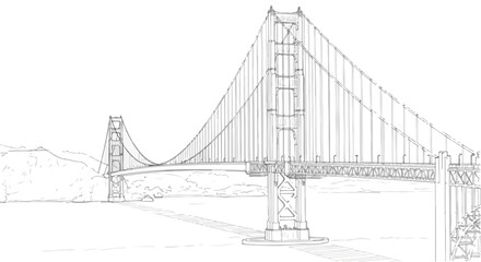 Fototapeta premium Golden Gate Bridge San Francisco architecture line art vector illustration.