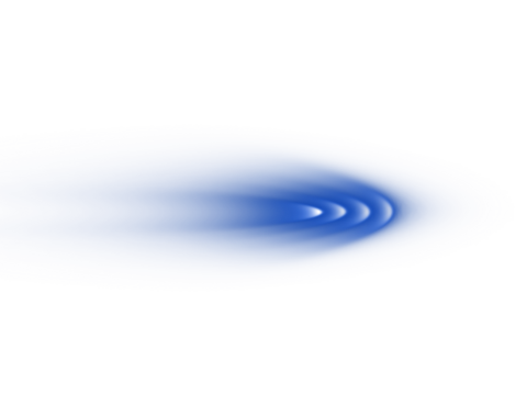 Dynamic blue abstract light streak with motion blur on a clean white background