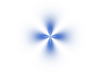 A glowing blue abstract four-point star shape radiates from the center on a white background