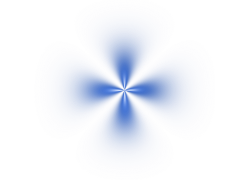 A glowing blue abstract four-point star shape radiates from the center on a white background