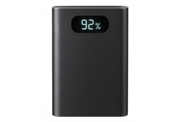 Portable power bank showing 92 percent battery charge