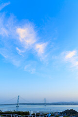 淡路サービスエリア（下り）の日の出と明石海峡大橋