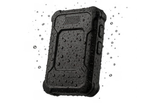 Rugged durable waterproof phone with protective case and water drops