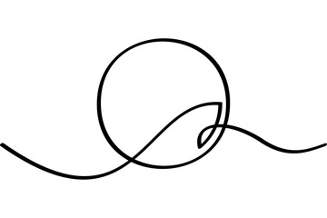 Circle illustration with continuous line design. Interesting abstract line art design.