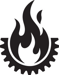 Fiery gear symbol representing industry power and dynamic motion isolated on transparent background