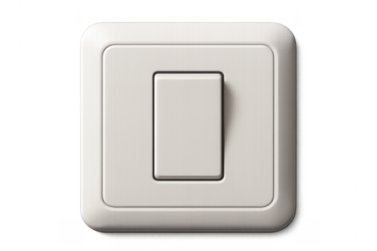 White electrical light switch turning on off power