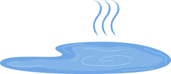 Illustration of a Hot Spring Onsen Evaporating