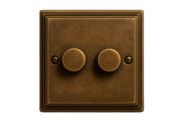 Vintage brass dimmer switch regulating electrical light