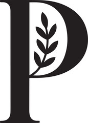 Elegant letter p logo design with botanical element for branding and identity isolated on transparent background