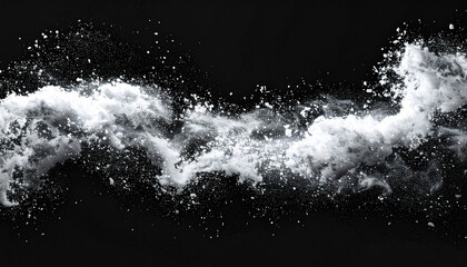 Snow Powder Explosion on Black Background &ndash; Winter Abstract Texture