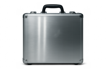 Silver aluminum briefcase holding important documents and valuables