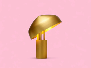Modern Gold Dome Table Lamp on a Pink Background