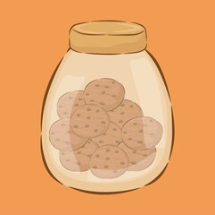 illustration of a jar of cookies, a jar of food, a glass jar