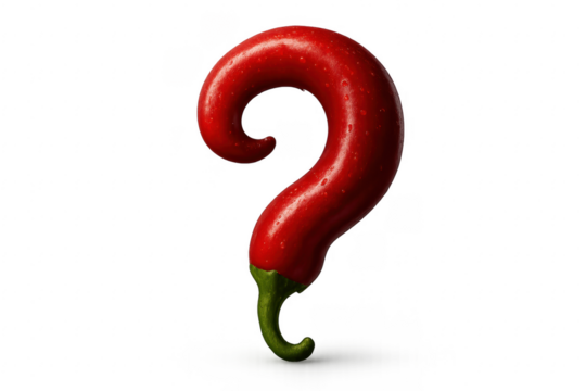 Red chili pepper forming question mark symbol