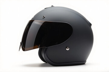 Modern motorcycle helmet with visor isolated on white.