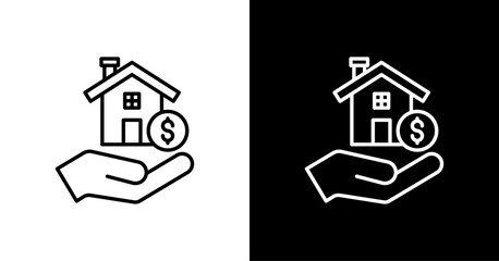 Property Investment White Icon Set Design