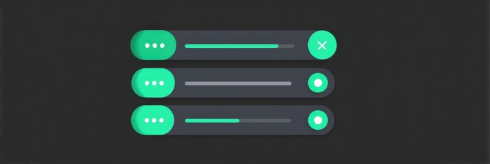 Obraz premium Modern User Interface Design Featuring Sleek Toggle Switches and Progress Indicators on a Dark Background
