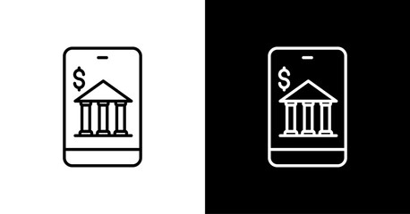 Mobile Banking White Icon Set Design