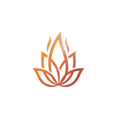 Elegant lotus flower design with flame-like elements, perfect for spiritual branding.