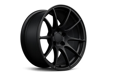 Obraz premium Matte black alloy car wheel rim on transparent background