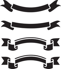 Set Of Vector Ribbons, Ribbon Banner Silhouette Vector Design, Ribbon Banner Vector illustration