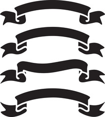 Set Of Vector Ribbons, Ribbon Banner Silhouette Vector Design, Ribbon Banner Vector illustration