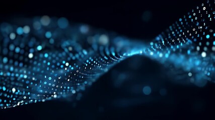 A digital abstract with a dark background and blue dots forming a wave. Data concept - Powered by Adobe