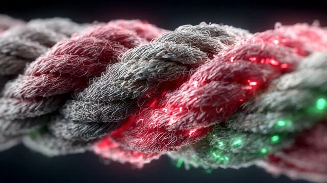 Close-up of illuminated rope with red and green lights