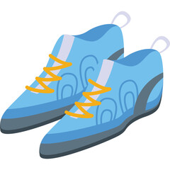 Pair of Light Blue Athletic Shoes with Orange Laces and Gray Soles on Transparent Background