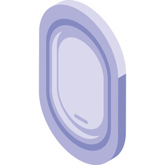 Isometric Oval Window Frame With Subtle Blue and Purple Hues Isolated On White Background With Clean Lines and Geometric Design