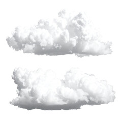 Two fluffy white clouds against a solid black background