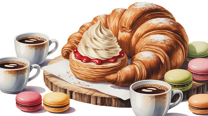 cup of coffee and croissants