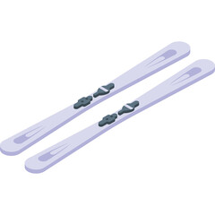Pair Of Light Purple Skis With Silver Bindings Against A White Background With A Transparent Overlay Ideal For Winter Sports And Outdoor Activities