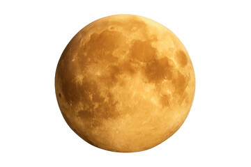 Full harvest moon with cratered surface on transparent background