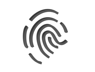 Simple 3D illustration of a fingerprint icon. Transparent background, PNG format.