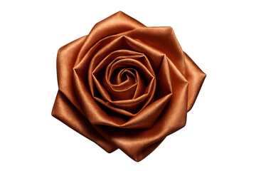 Brown satin ribbon rose with transparent background