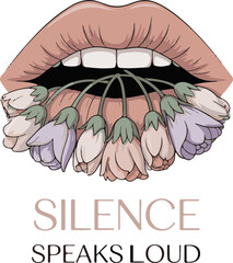 Abstract vector illustration symbolizing the power of unspoken communication and inner thoughts isolated on white background