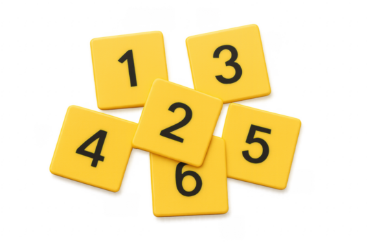 Yellow number tiles for learning counting and math